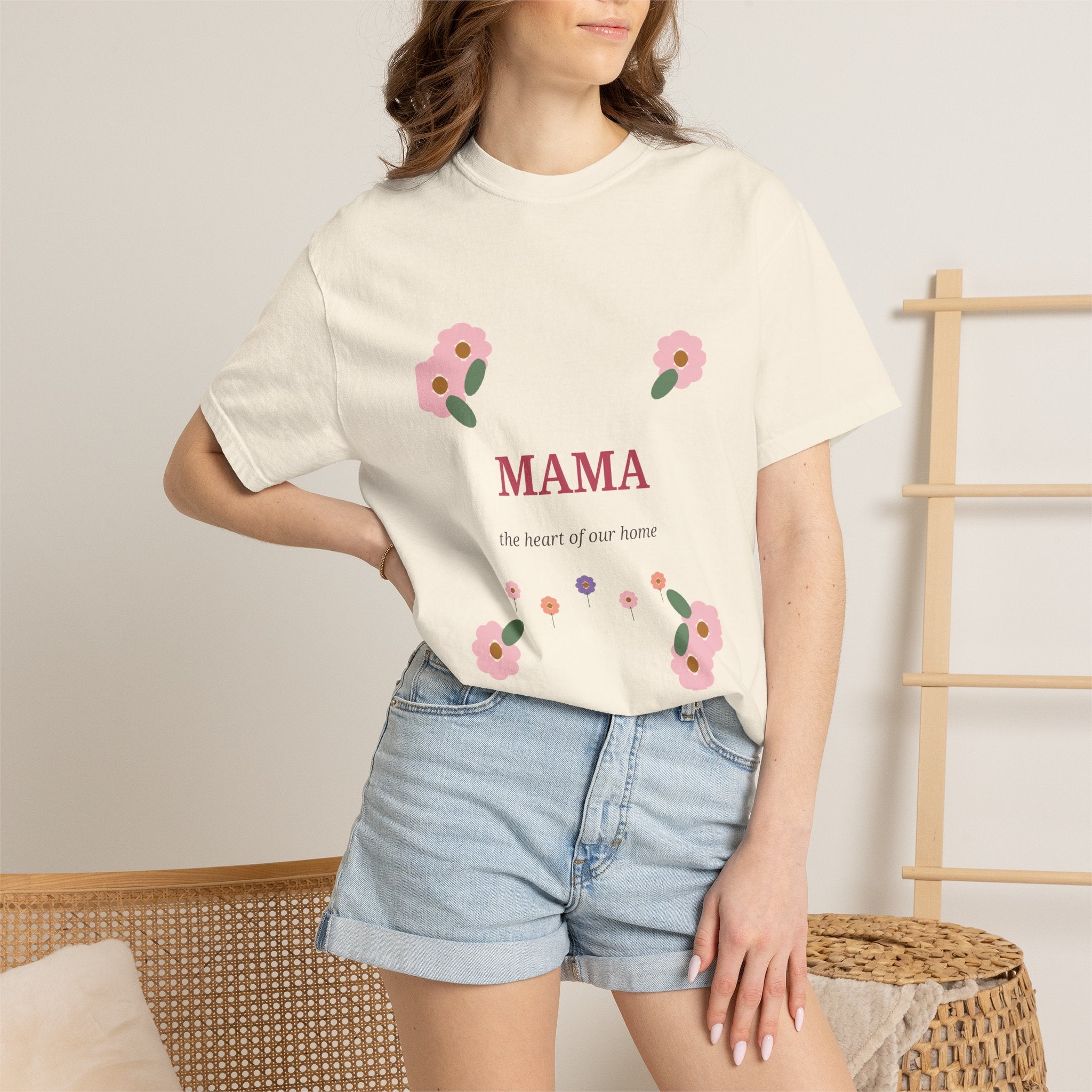MAMA Floral Comfort Colors Tee | The Heart of Our Home Shirt